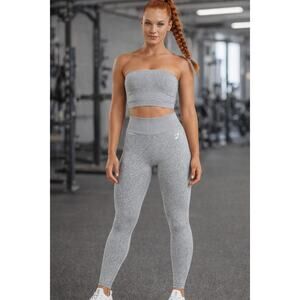 Gymshark High Waisted Marl Seamless Leggings Women Medium Light Grey New B8A3N